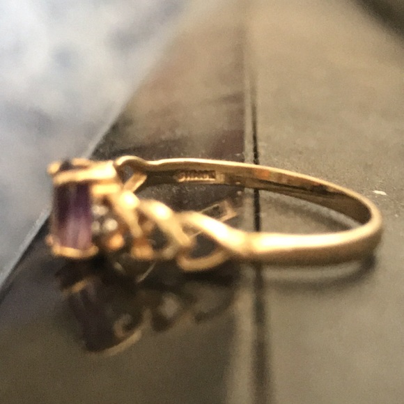 10k yellow gold with real diamond/amethyst 6.5 - Picture 5 of 11